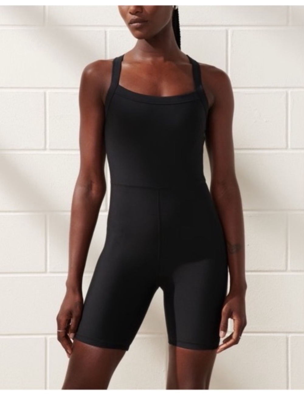 A&F YPB SculptLux Black One-Piece Active Romper